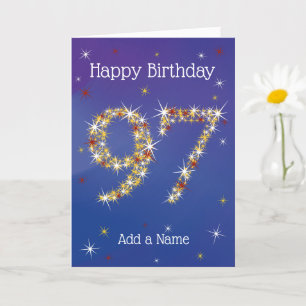 Carte 97e anniversaire - Stars Numbers - Blue - Age 97
