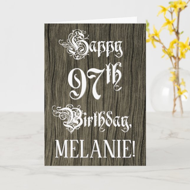 Carte 97e anniversaire : Texte élégant et raffiné; Faux  (Fleur jaune)