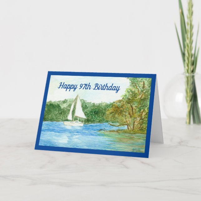 Carte 97e Birthday Sailboat (Devant)