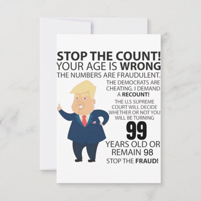 Carte 98 ans Trump heureux anniversaire présent drôle (Devant)