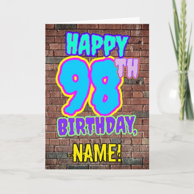 Carte 98e anniversaire - Amusant, Graffiti urbain inspir (Devant)