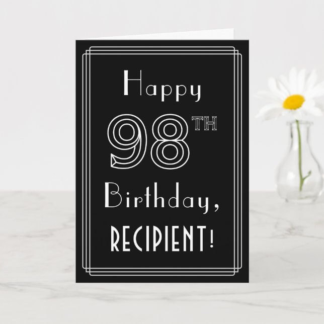 Carte 98e anniversaire : Art Déco Style # 98 & Custom Na (Petite plante)