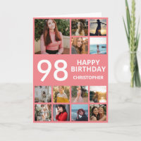 98e anniversaire Collage photo 13 photos rose et b