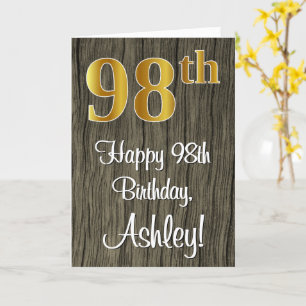 Carte 98e anniversaire : Elégant look d'or Faux #, Faux 
