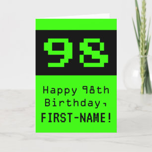 Carte 98e anniversaire : Nerdy / Geeky Style "98" et nom
