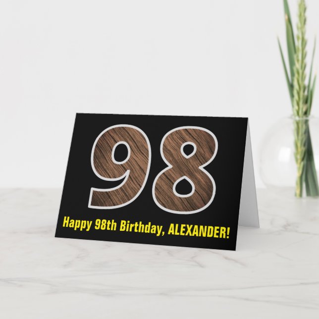 Carte 98e anniversaire : Nom + Faux Motif de grains de b (Devant)