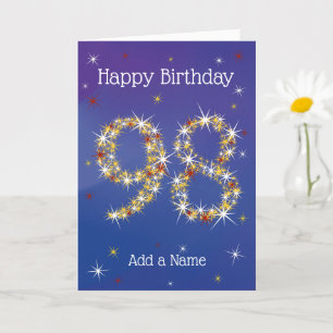 Carte 98e anniversaire - Stars Numbers - Blue - Age 98 C