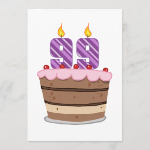 Carte 99 ans sur le gâteau d'anniversaire
