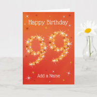99e anniversaire - 99 en étoiles - Rouge - 99 ans