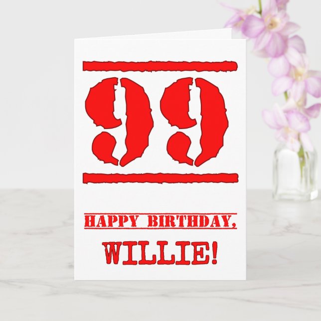 Carte 99e anniversaire : Amusant, Timbre en caoutchouc r (Orchidée)
