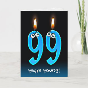 Carte 99e anniversaire bougies avec boules d'yeux