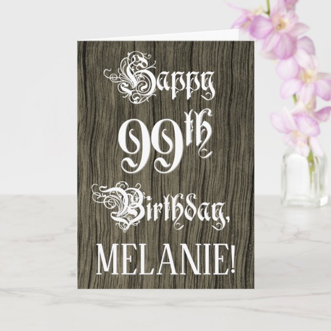 Carte 99e anniversaire : Texte élégant et raffiné; Faux  (Orchidée)