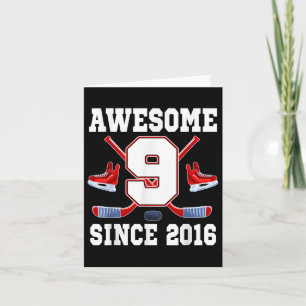 Carte 9 Anniversaire Ice Hockey Thème stupéfiant depuis