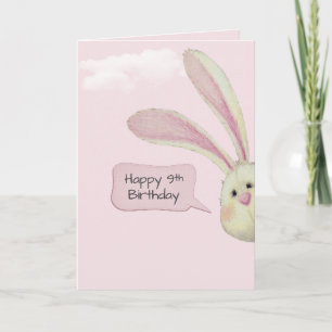 Carte 9 Anniversaire Lapin Sur Rose