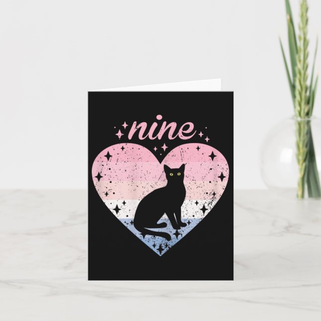 Carte 9 Ans Cute Chat Anniversaire Fille 9e B jour (Devant)