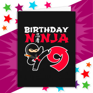 Carte 9 ans Karate Ninja Party Enfants 9e anniversaire