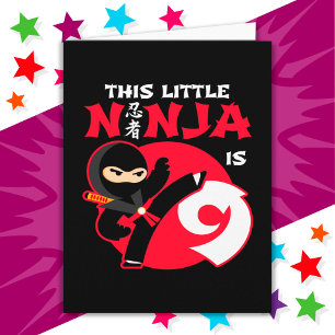 Carte 9e anniversaire 9 ans Enfants Party Little Ninja 9