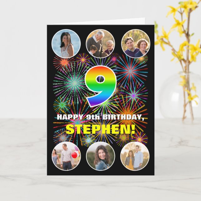 Carte 9e anniversaire : Amusant Arc en Ciel #, Personnal (Fleur jaune)