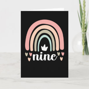 Carte 9e anniversaire Boho Rainbow Party Enfants 9 ans