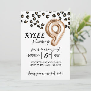 CARTE 9E ANNIVERSAIRE, CHEETAH, FÊTE DES FILLES, LEOPARD