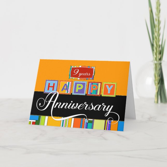 Carte 9e anniversaire de l'employé - couleurs vives (Devant)