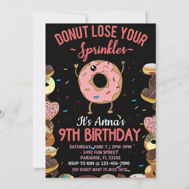 Carte 9e anniversaire Donut Perdre vos asperges filles I (Devant)