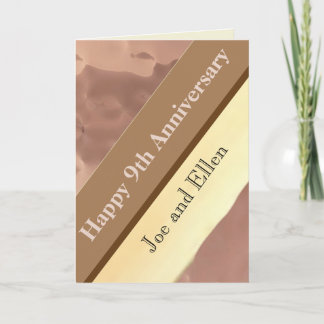 Carte 9e anniversaire Mariage, saule et cuivre