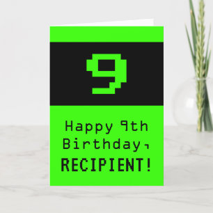 Carte 9e anniversaire : Nerdy / Geeky Style "9" et nom