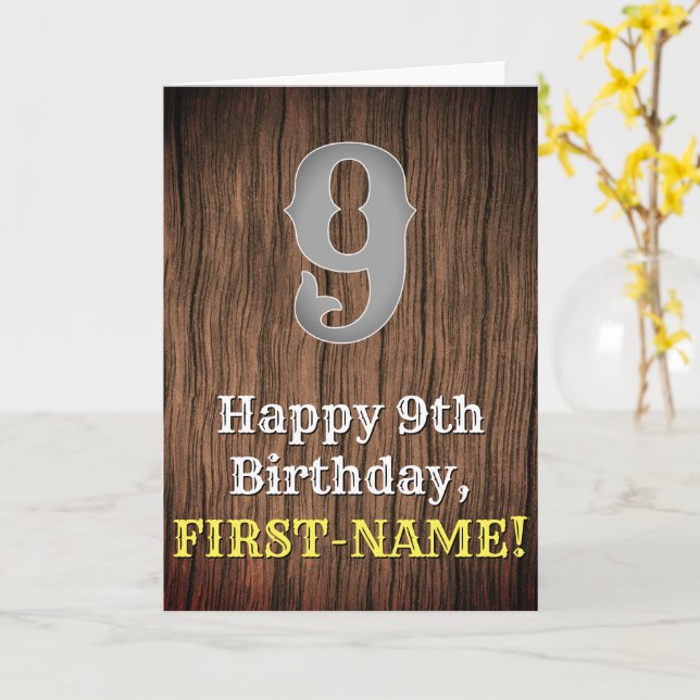 Carte 9e anniversaire : Pays inspiré par l'Ouest Look, n (Fleur jaune)