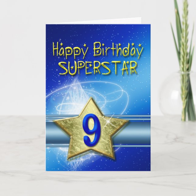 Carte 9e anniversaire pour Superstar (Devant)