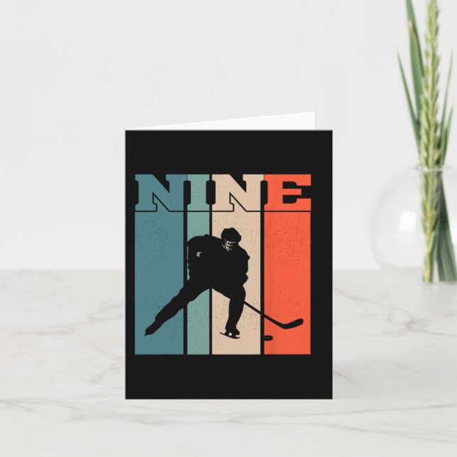 Carte 9e anniversaire Rétro Hockey sur glace 9 ans Garço (Devant)