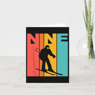 Carte 9e anniversaire Retro Ski 9 ans Garçons Anniversai
