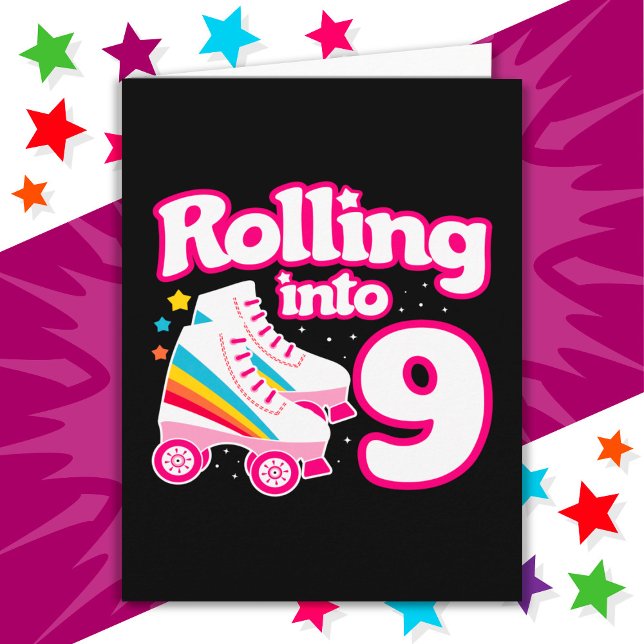 Carte 9e anniversaire Roller Skate 9 ans (Créateur téléchargé)