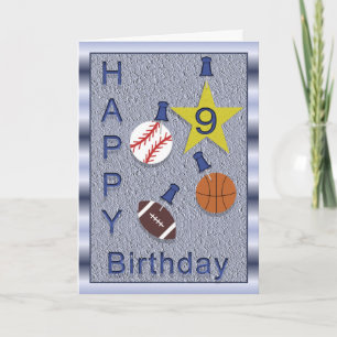 Carte 9èmes sports heureux d'anniversaire - orientés