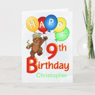 Carte 9th Birthday Royal Teddy Bear