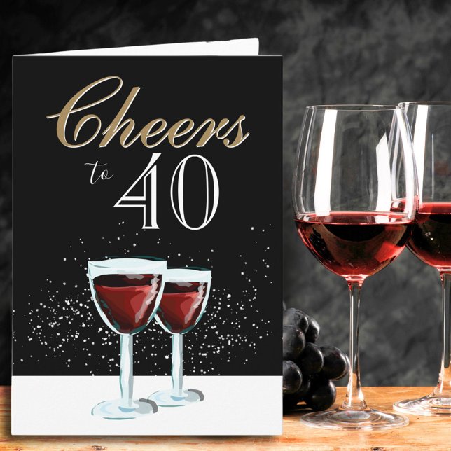 Carte À 40 ans, vin rouge élégant (Créateur téléchargé)
