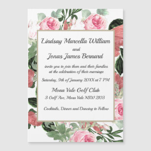 Carte à aimants à Faire-part de mariage floraux à