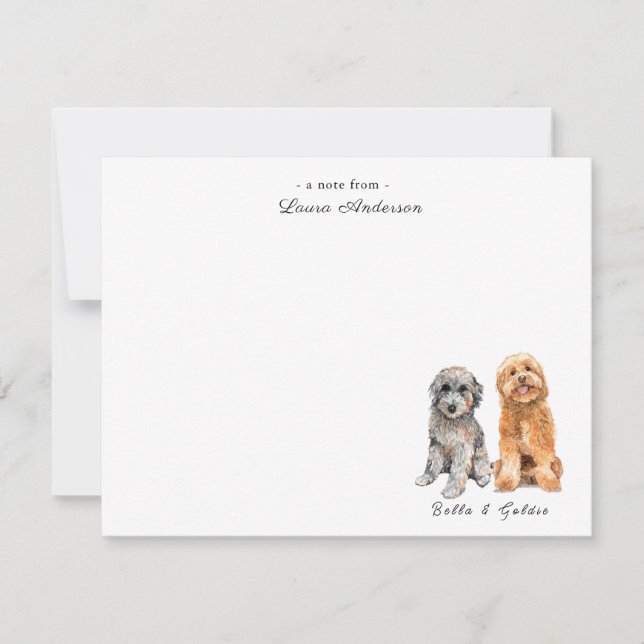 Carte à billet plat Cute Grey & Golden Doodle (Devant)