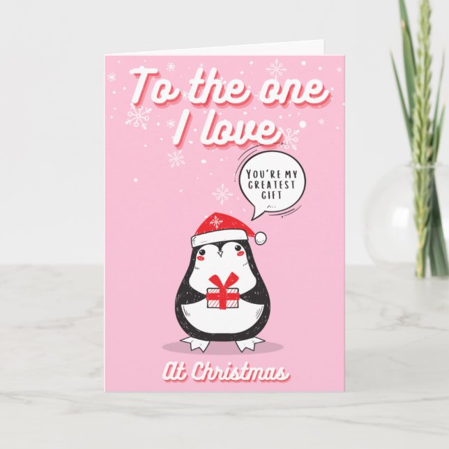 Carte À celui que j'aime Noël rose (Devant)