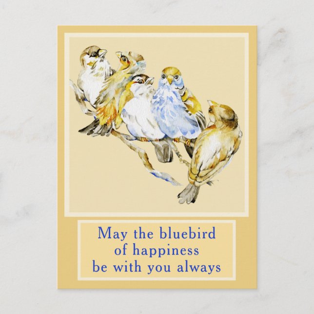 Carte à cinq oiseaux en tout temps (Devant)