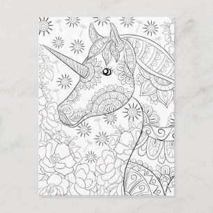Carte à colorier mandala licorne 2