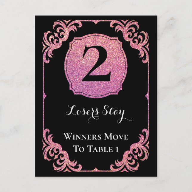 Carte à deux tables Bunco Parties scintillant rose (Devant)