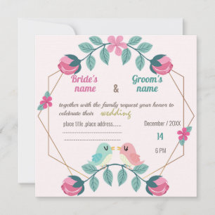 Carte à faire-part de mariage florales inséparable