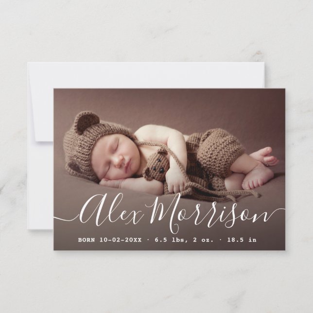 carte à faire-part de naissance à lettres minces (Devant)
