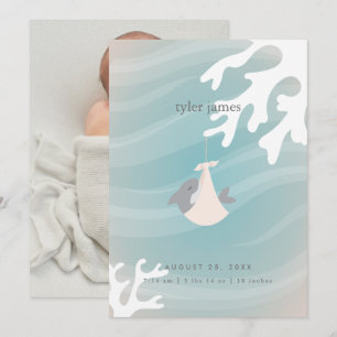 Carte à Faire-part plat pour bébé requin doux