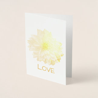 CARTE À FEUILLES D'OR FLEURIE DAHLIA. Vide à l'int