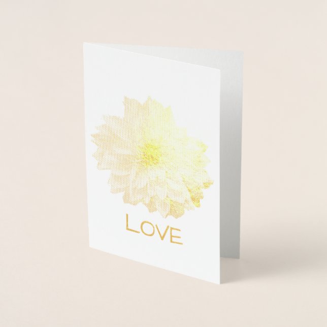CARTE À FEUILLES D'OR FLEURIE DAHLIA. Vide à l'int (Devant)