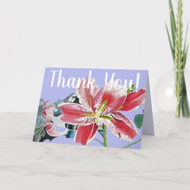Carte à fleurs de Merci d'aquarelle rouge (Devant)