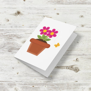 Carte à fleurs et papillons pointillés