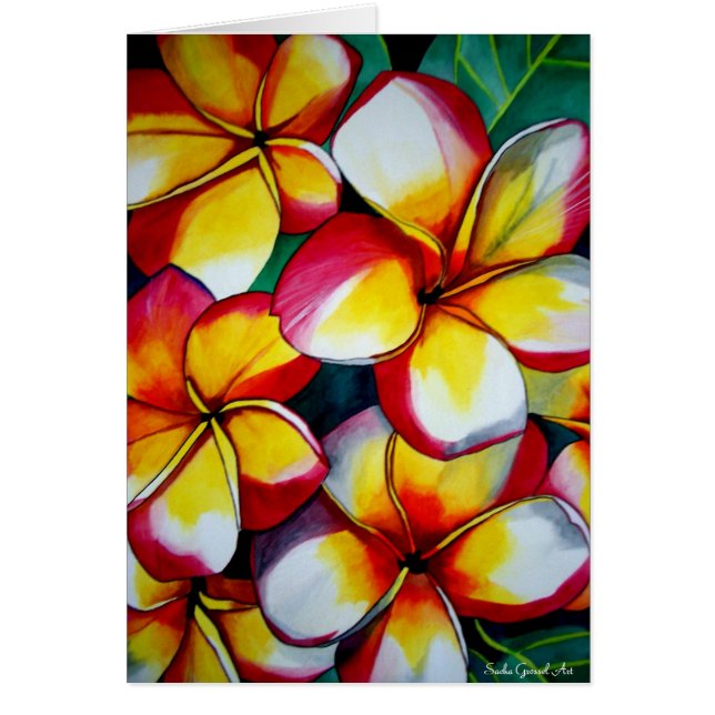 Carte à fleurs Frangipani rose de Sacha Grossel Ar (Devant)